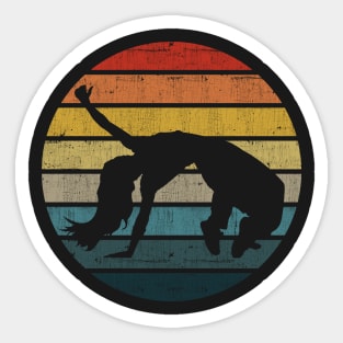 Breakdance Dancer Silhouette On A Distressed Retro Sunset design Sticker